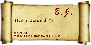 Blaha Jonatán névjegykártya